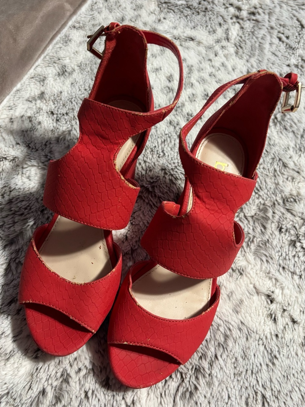 Red Women's Open-Toe Ankle-Strap Sandals